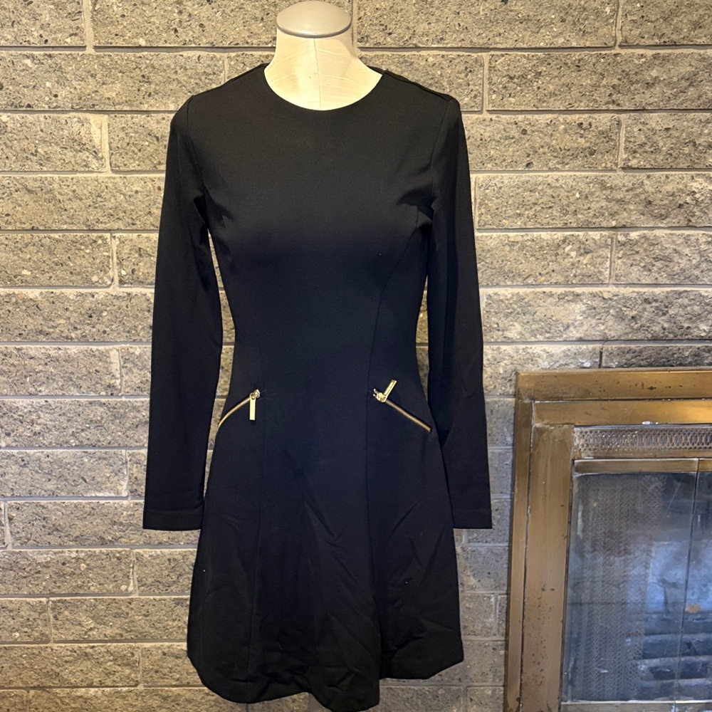 Michael Kors Elegant Black Long Sleeve Dress